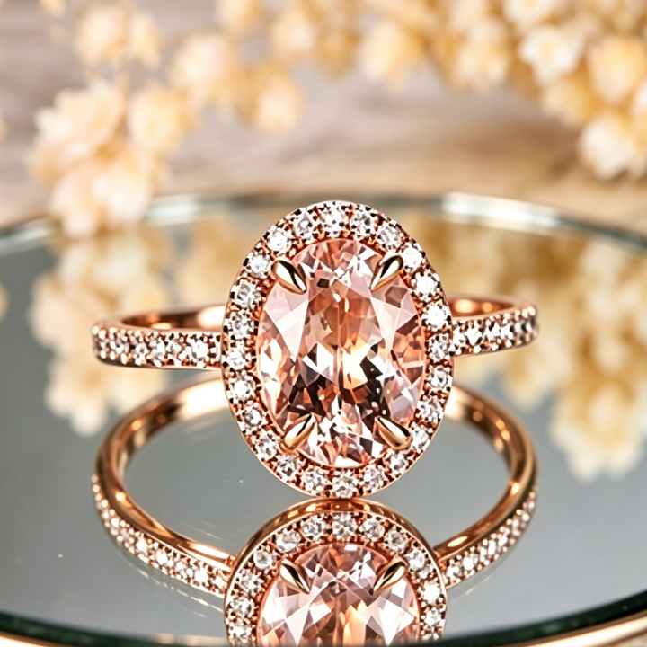 Oval Champagne Color Gemstone Promise Ring, Perfect for Gift &amp; Daily Wear for Women