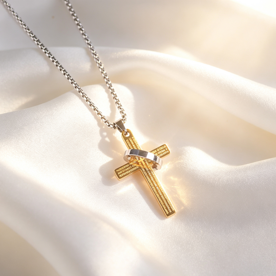 Letter and Cross Pendant Necklace; Hip-Hop/Punk Sweater Necklace for Men and Women