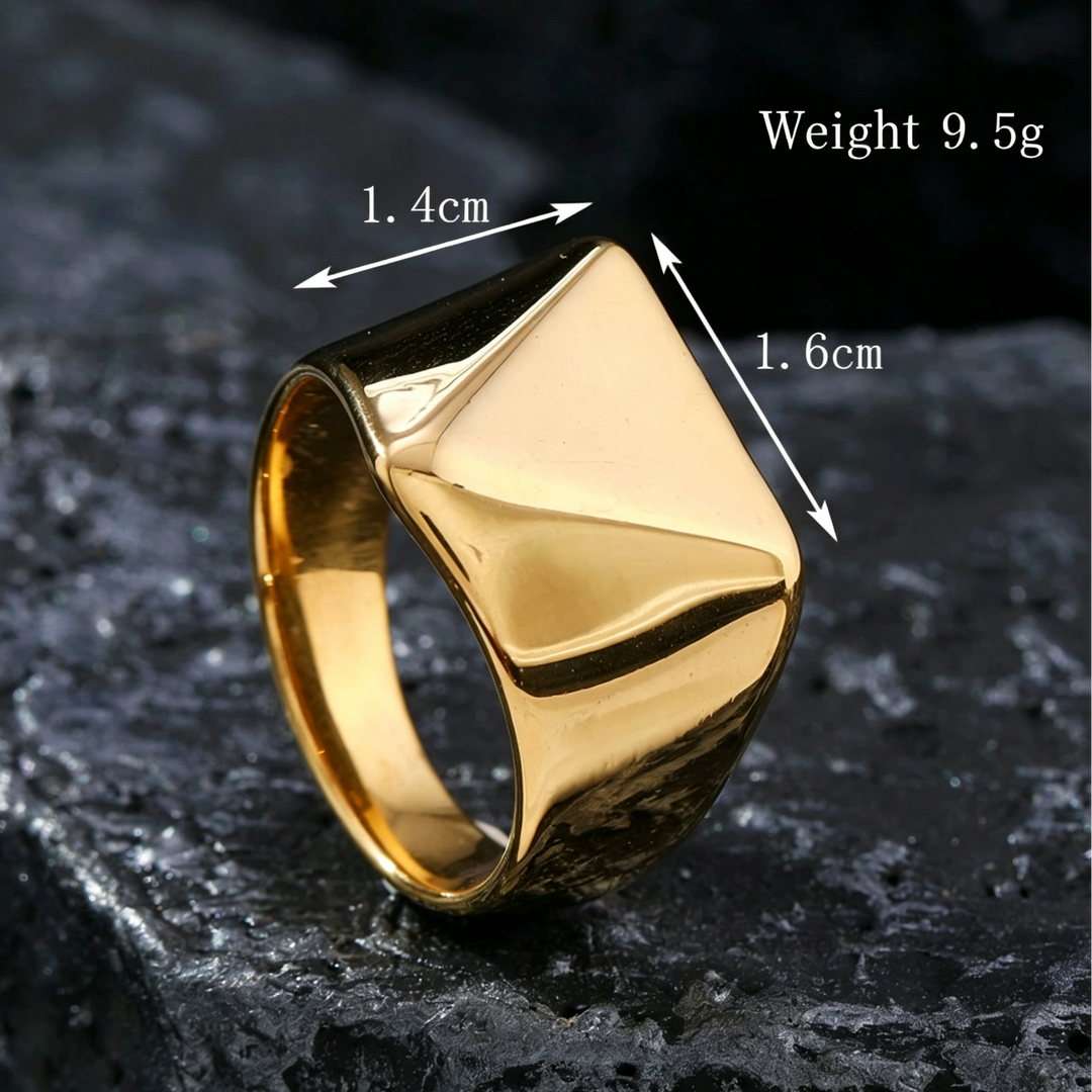 Minimalist Solid Cross &amp; Geometric Signet Closed Band Rings Set