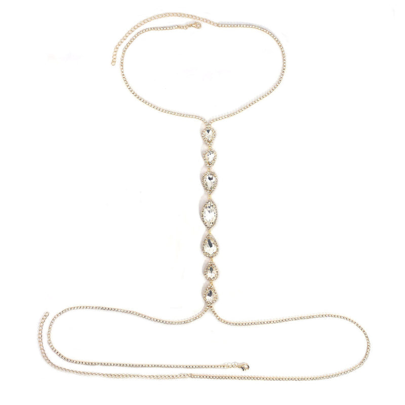 Sexy Beach Bikini Diamond Multi-Layer Tassel Body Chain Luxury Diamond & Colored Gem Cross Chest Chain
