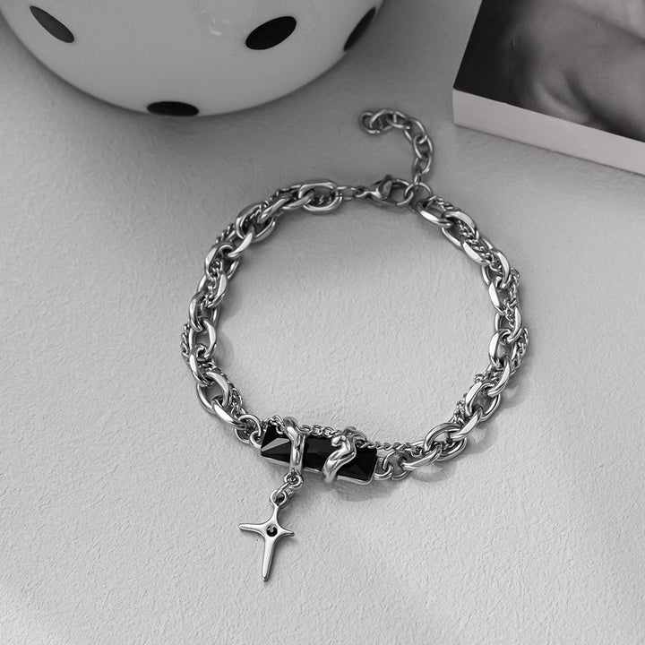 Black Gem Star Charm Jewelry Set, Necklace &amp; Bracelet for Daily Wear &amp; Gifting for Trend‑Lovers