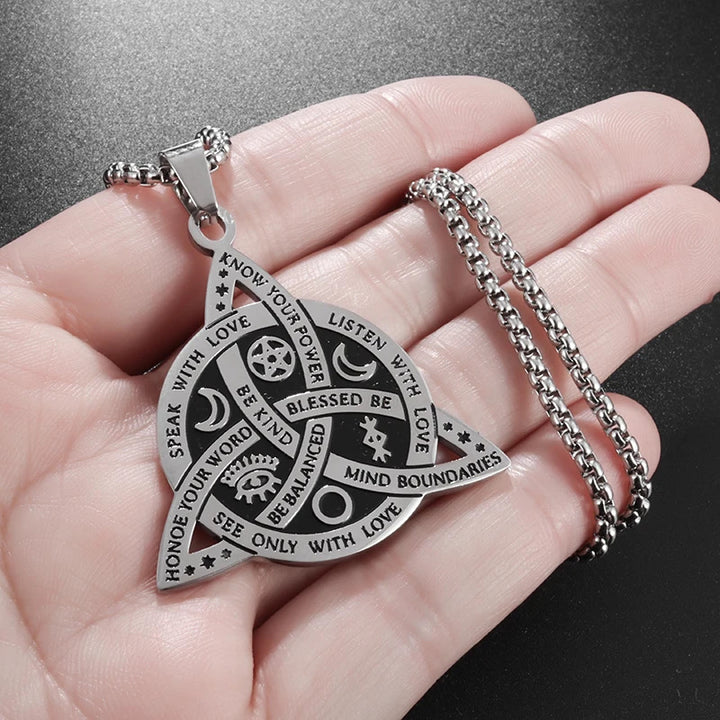 S925 Silver Triquetra Pendant Necklace, Star, Moon, and Fan-Shaped Necklace for Men Women