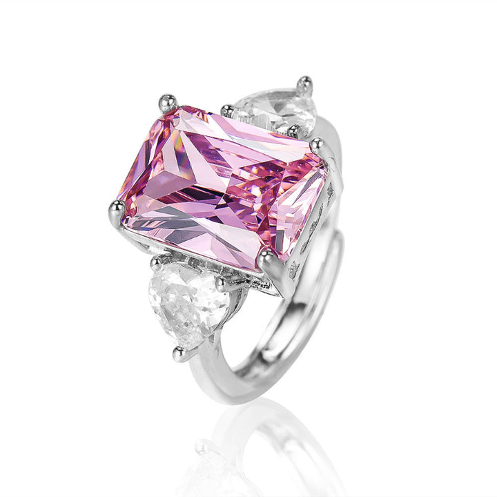 6 Colors Radiant Cut Multicolor Gemstone Open Adjustable Ring, Tone Pear Accent Gem Statement Jewelry