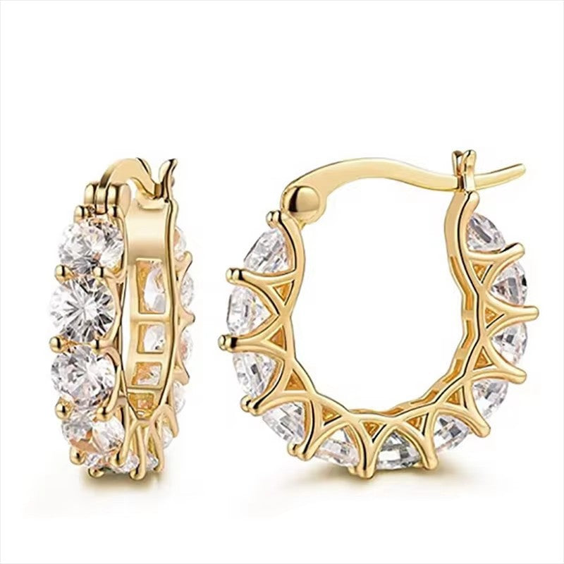 S925 &amp; 14K Gold‑Tone Diamond Hoop Earrings Collection, Multiple Styles