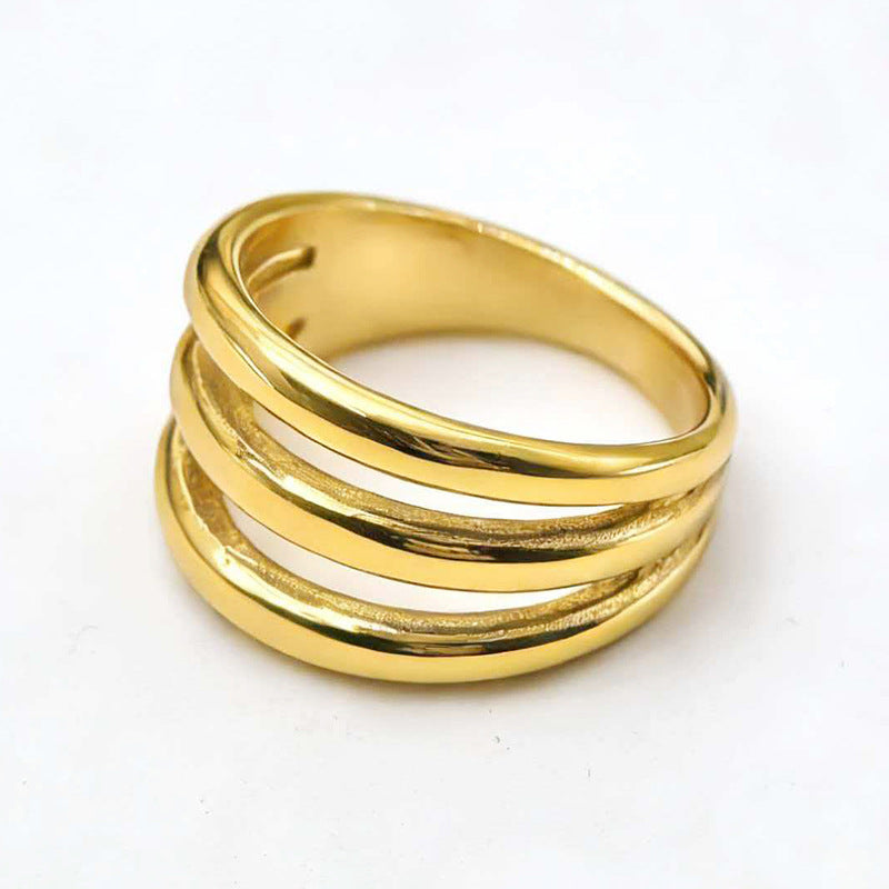 Modern Abstract Multi‑Style Statement Ring Set, Spiral &amp; Triple‑Band Ring