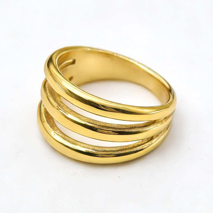 Modern Abstract Multi‑Style Statement Ring Set, Spiral &amp; Triple‑Band Ring
