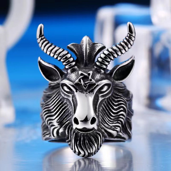 Vintage Goat Head Series Open Adjustable Men’s Rings, Trendy, Distinctive Hip-Hop Ring