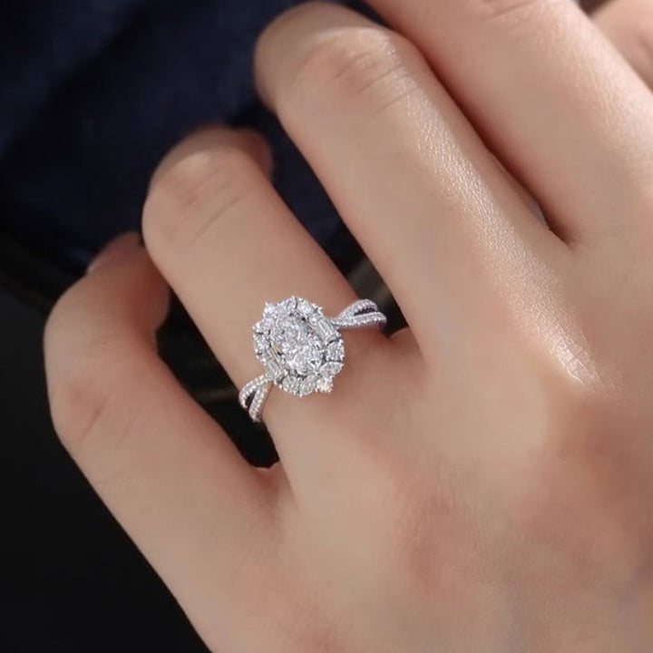 3‑Carat Halo Twist Shank Open Adjustable Ring Collection