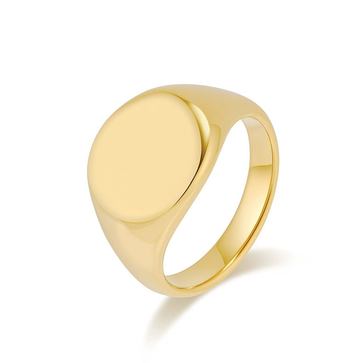 Classic Flat Round Signet Ring, Minimalist Solid Band for Daily Wear, Ideal Gift for Men &amp; Women
