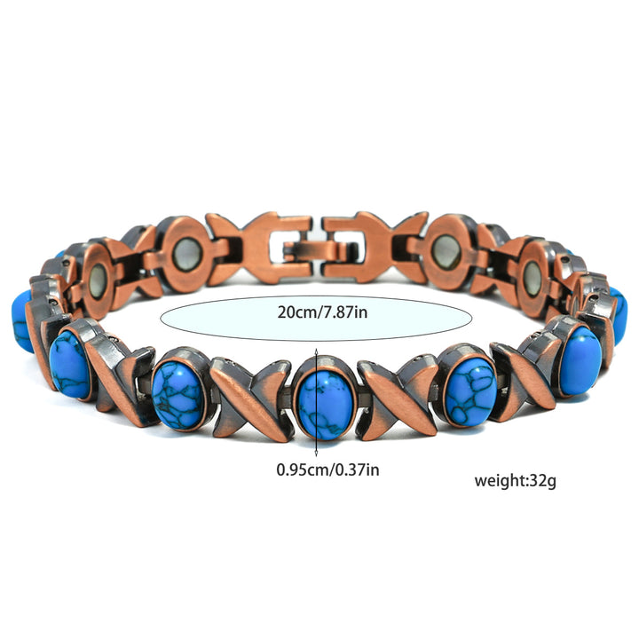 Vintage Inlaid Stone Link Bracelet, Retro Hand Chain for Women, Boho Statement Wrist Jewelry