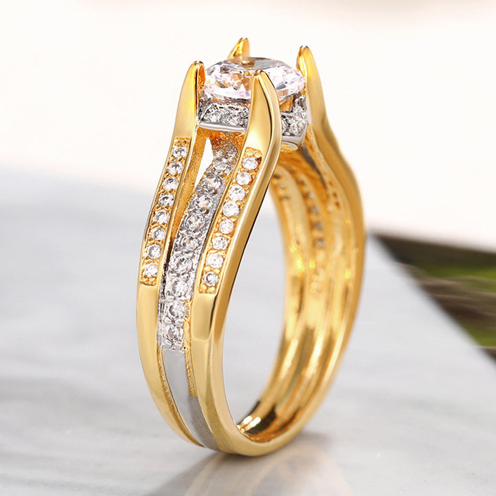 Vintage Court-Style Arched Ring, Twisted Multi-band Round Diamond Stackable Ring for Women