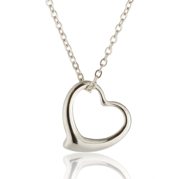 Minimalist Open Heart Pendant Necklace, Dainty Hollow Heart Chain For Women