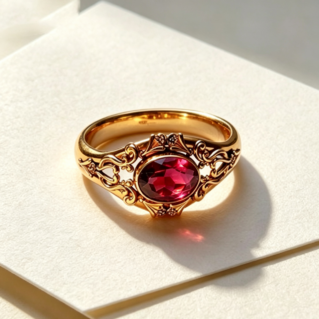 Vintage Oval Gemstone Ring, Ornate Filigree Carved Statement Ring, Elegant Jewelry Gift