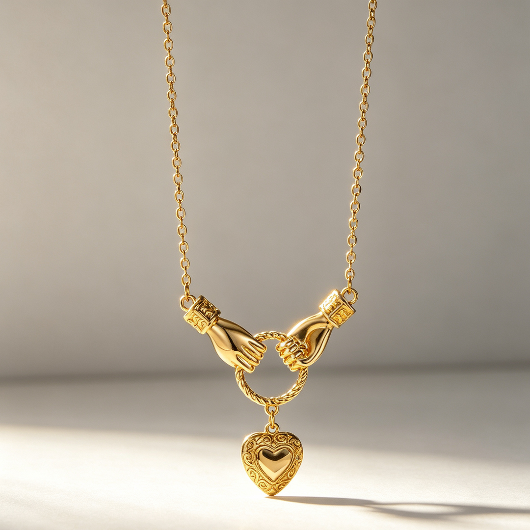 Open Cross‑Heart Ring &amp; Hand‑Hold Heart Necklace, Ideal for Daily Wear &amp; Gifting for Women