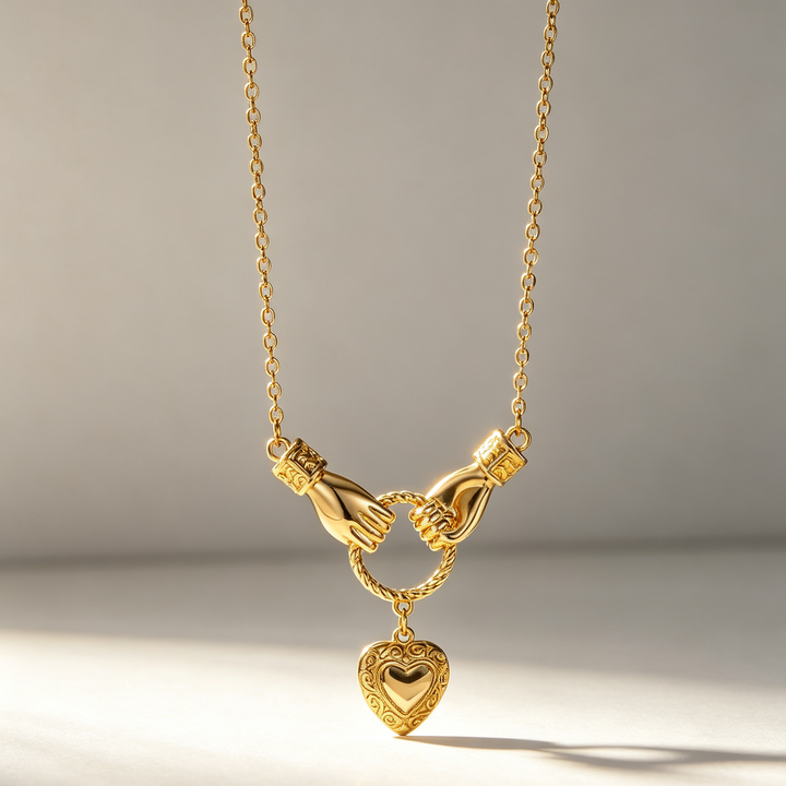 Open Cross‑Heart Ring &amp; Hand‑Hold Heart Necklace, Ideal for Daily Wear &amp; Gifting for Women