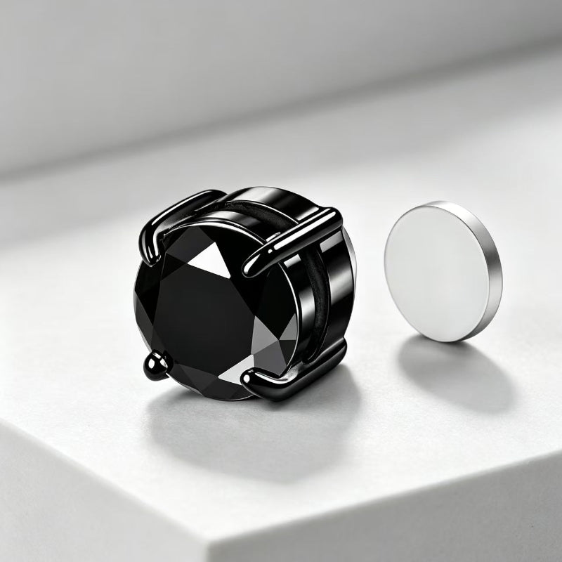 Clip‑On Magnetic Round Diamond Stud Earrings, No‑Piercing Non‑Tarnish Multi‑Color Magnetic Ear Jewelry