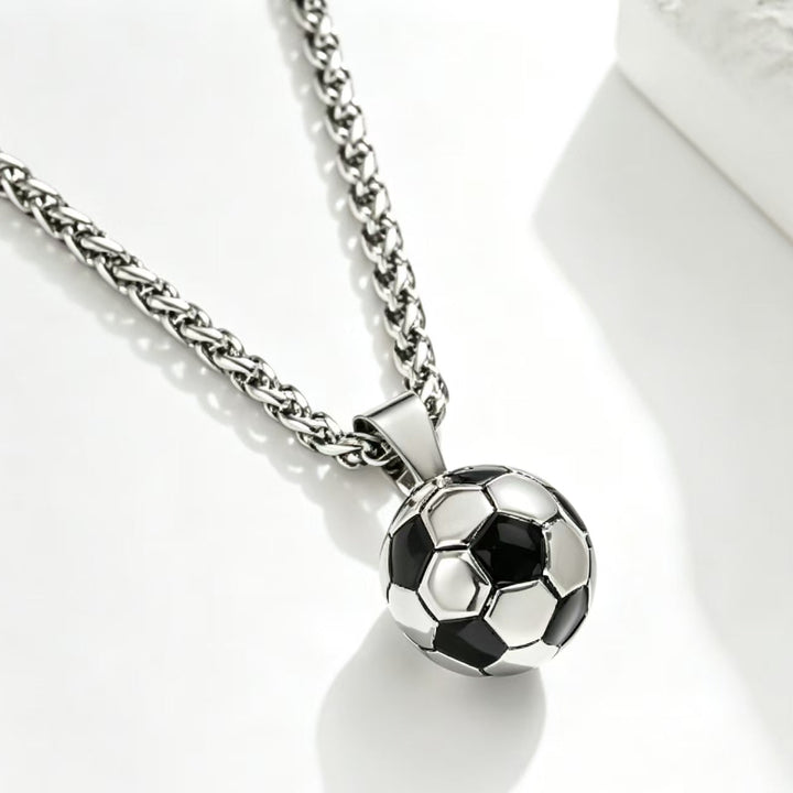 Heart‑Shaped Diamond Tennis Chain &amp; Soccer Pendant Necklace, Trendy, stylish Cuban chain necklace