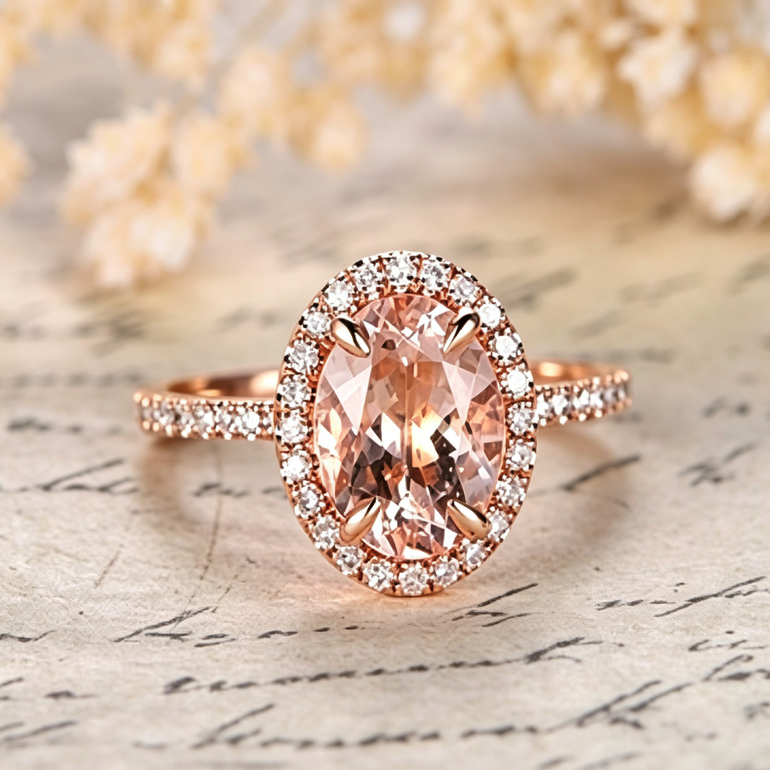 Oval Champagne Color Gemstone Promise Ring, Perfect for Gift &amp; Daily Wear for Women