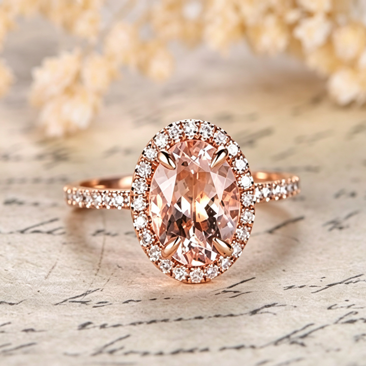 Oval Champagne Color Gemstone Promise Ring, Perfect for Gift &amp; Daily Wear for Women
