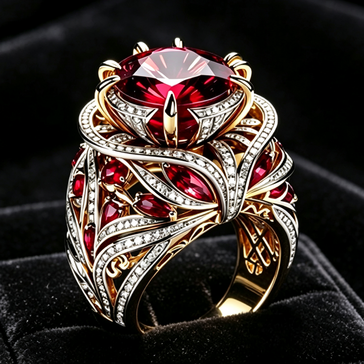 Luxury Twisted Floral Statement Ring, Bold Ornate Gem Ring for Special Occasions