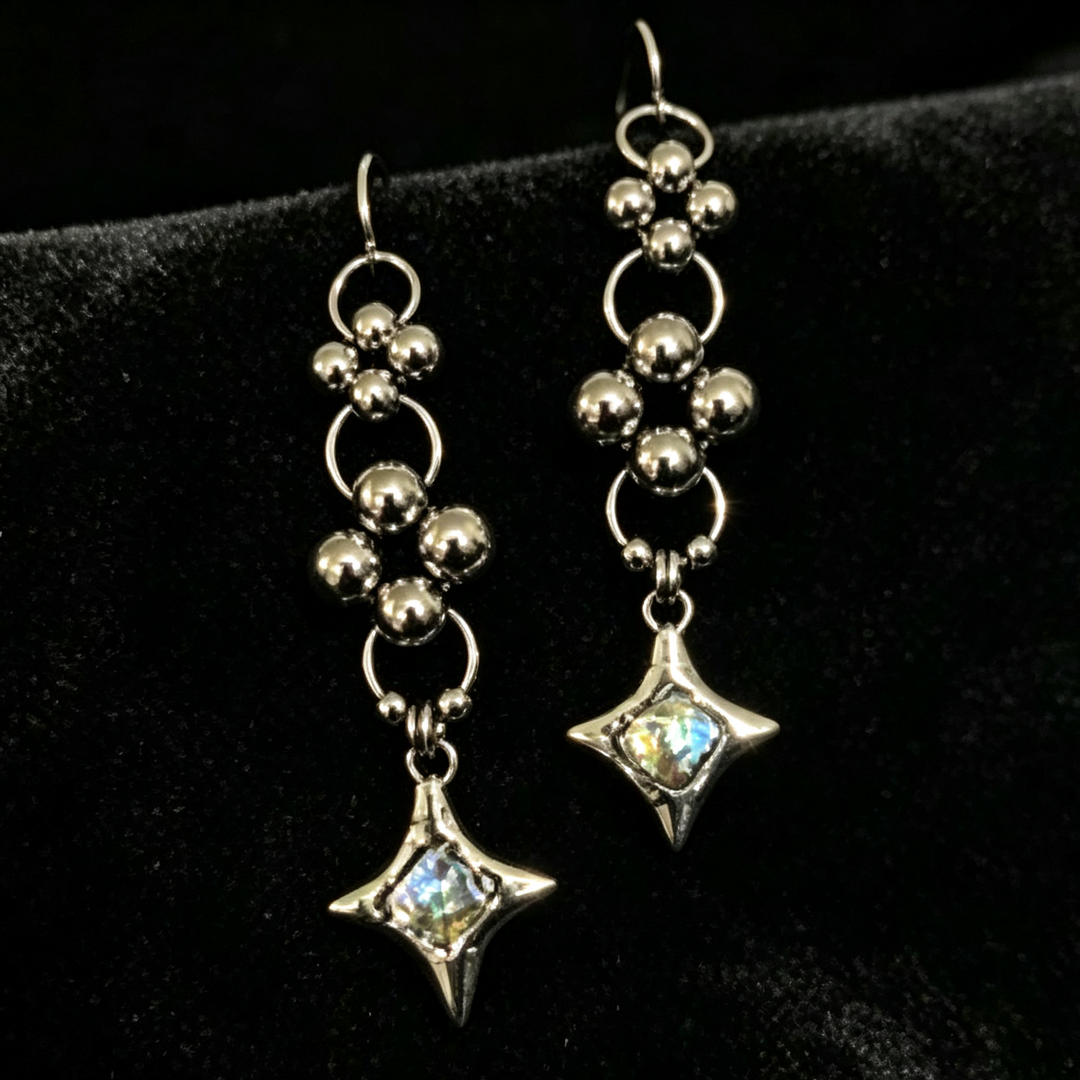 Vintage Beaded Star Drop Earrings, Handmade Dangle Earrings for Women Bohemian Style