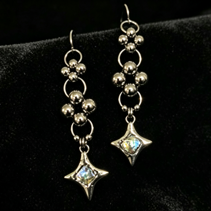 Vintage Beaded Star Drop Earrings, Handmade Dangle Earrings for Women Bohemian Style