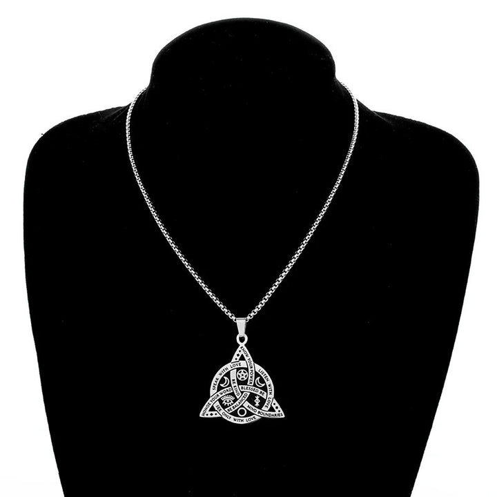 S925 Silver Triquetra Pendant Necklace, Star, Moon, and Fan-Shaped Necklace for Men Women