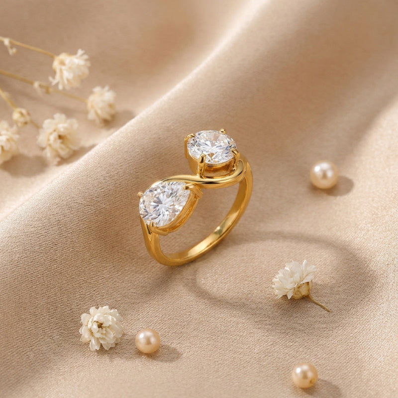 4 Style Gold Solitaire Diamond Ring Collection, Modern Quiet Luxury Promise Jewelry