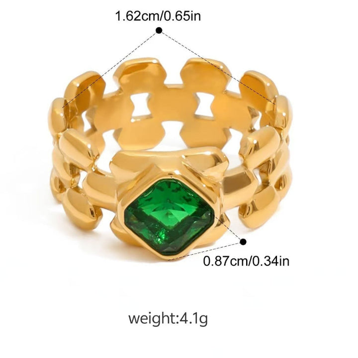 Vintage Gold Series Multi-Style Gem & Pearl Stackable Rings, Waterproof Fashion Statement Rings For Women