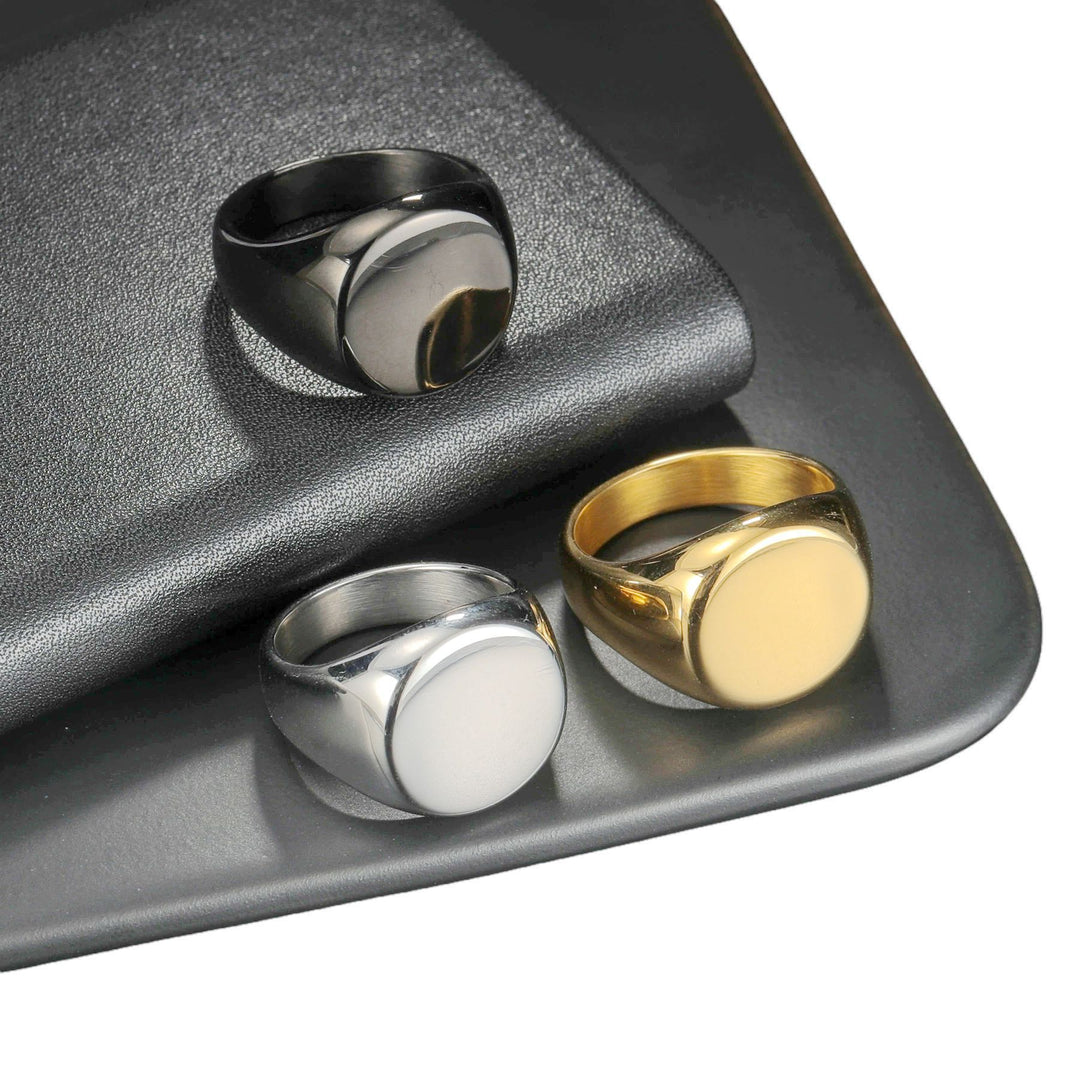 Classic Flat Round Signet Ring, Minimalist Solid Band for Daily Wear, Ideal Gift for Men &amp; Women