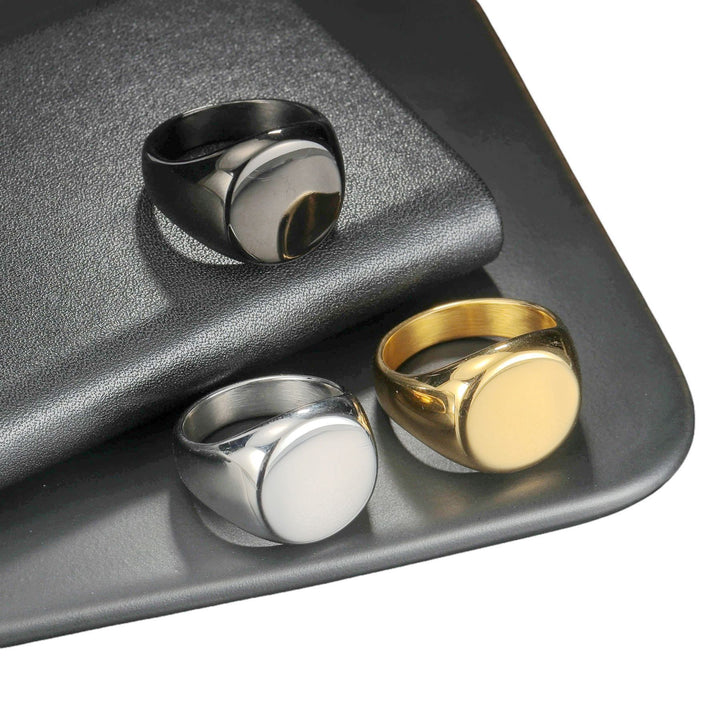 Classic Flat Round Signet Ring, Minimalist Solid Band for Daily Wear, Ideal Gift for Men &amp; Women