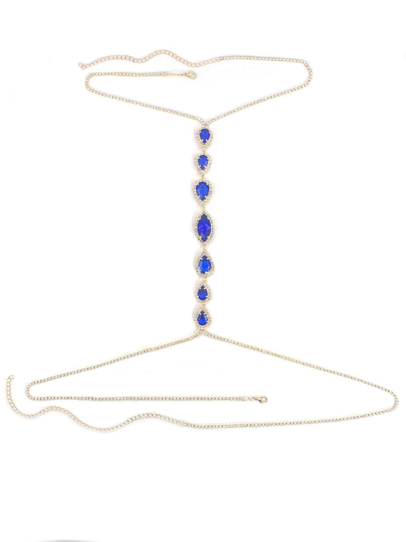 Sexy Beach Bikini Diamond Multi-Layer Tassel Body Chain Luxury Diamond & Colored Gem Cross Chest Chain