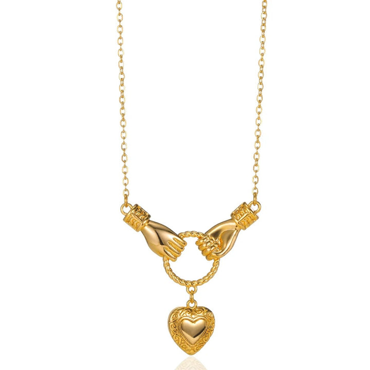 Open Cross‑Heart Ring &amp; Hand‑Hold Heart Necklace, Ideal for Daily Wear &amp; Gifting for Women