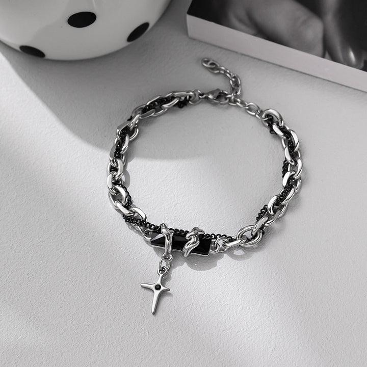 Black Gem Star Charm Jewelry Set, Necklace &amp; Bracelet for Daily Wear &amp; Gifting for Trend‑Lovers