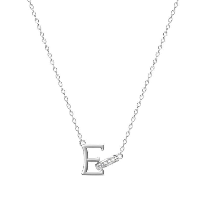 26 Letters Initial Necklace, Diamond Accent Personalized Women Collarbone necklace