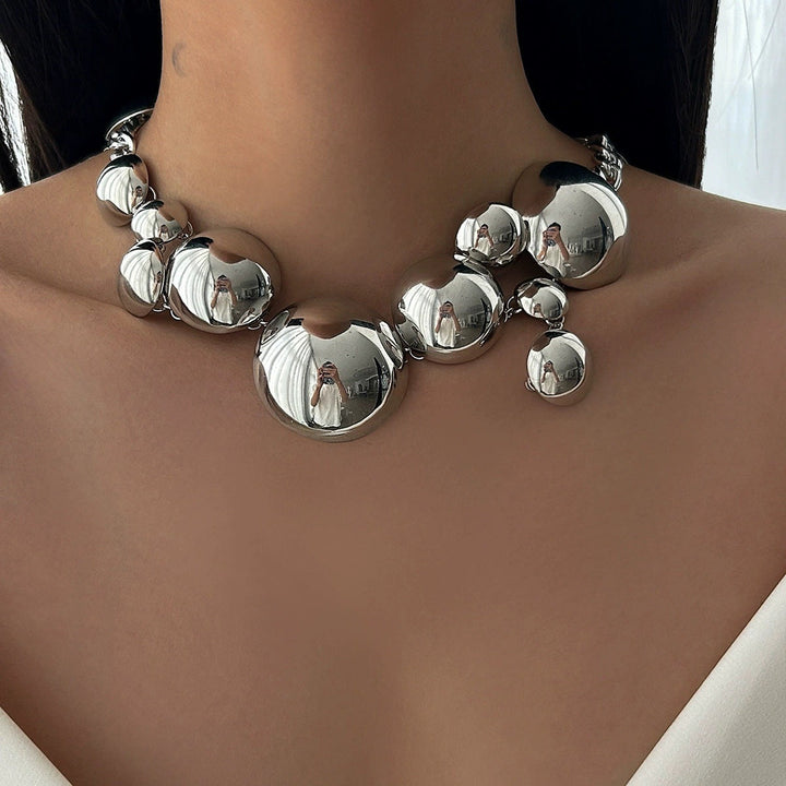 Oversized Dome Jewelry Set, Bold Statement Bib Necklace & Bracelet