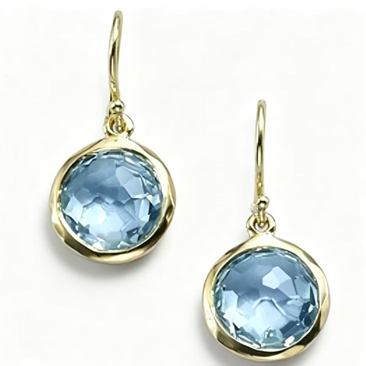 Retro Ethnic Flower Earrings, Bohemian Round Sapphire Pendant Earrings for Women