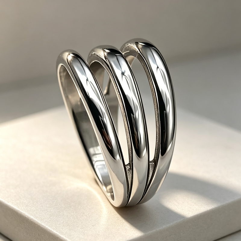 Modern Abstract Multi‑Style Statement Ring Set, Spiral &amp; Triple‑Band Ring