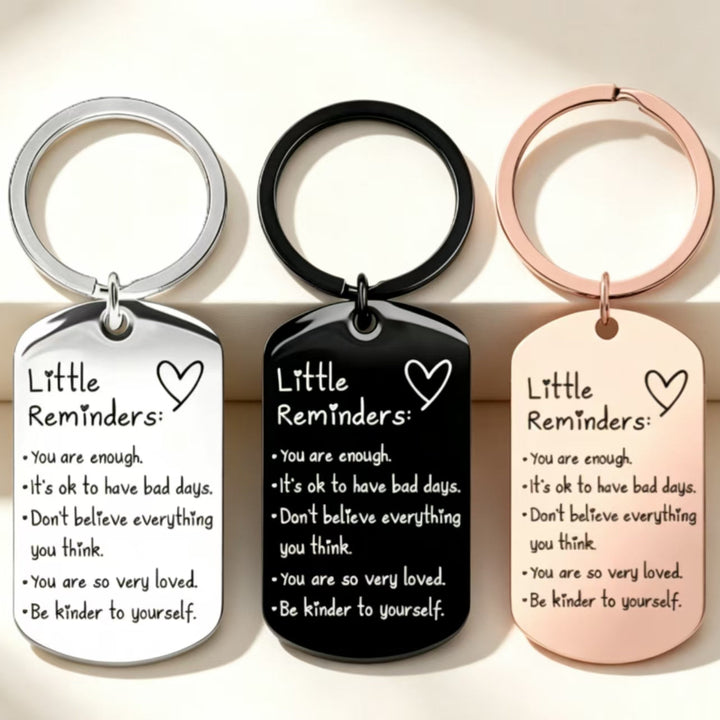 Inspirational Little Reminders Keychain, 3‑Color Motivational Quote Metal Key Ring