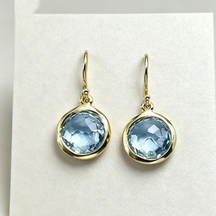 Retro Ethnic Flower Earrings, Bohemian Round Sapphire Pendant Earrings for Women