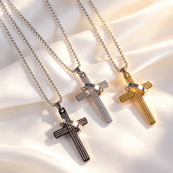 Letter and Cross Pendant Necklace; Hip-Hop/Punk Sweater Necklace for Men and Women