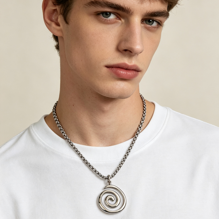 Minimalist Open Spiral Swirl Pendant Necklace, Y2K Rock Necklace Dainty Everyday Collarbone Jewelry