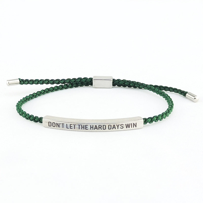 Encouragement Engraved Braided Rope Bracelet, Inspirational Gift For Men &amp; Women