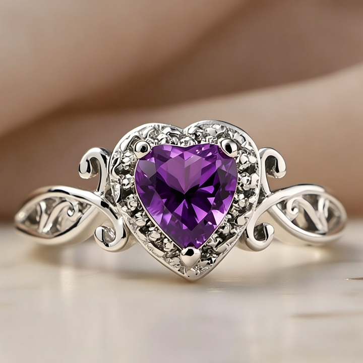 Vintage Openwork Diamond-Set Promise Ring, Heart‑Cut Diamond Halo Women’s Ring