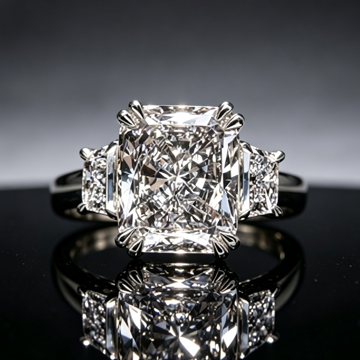 Stunning Square-Cut Diamond Statement Ring, Elegant Luxury Sparkling Ring for Women