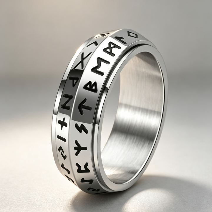 Rune Spinner Rotatable Ring, Stress-Relief Design, Distinctive Ring For Men