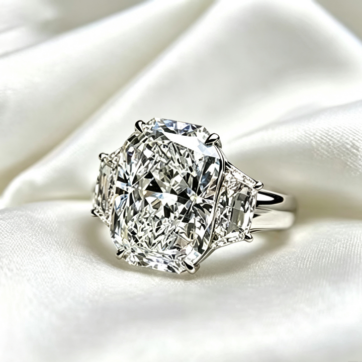 Three‑Stone Radiant Cut Diamond Ring, Ideal for Birthday, Christmas Gift &amp; Daily Wear