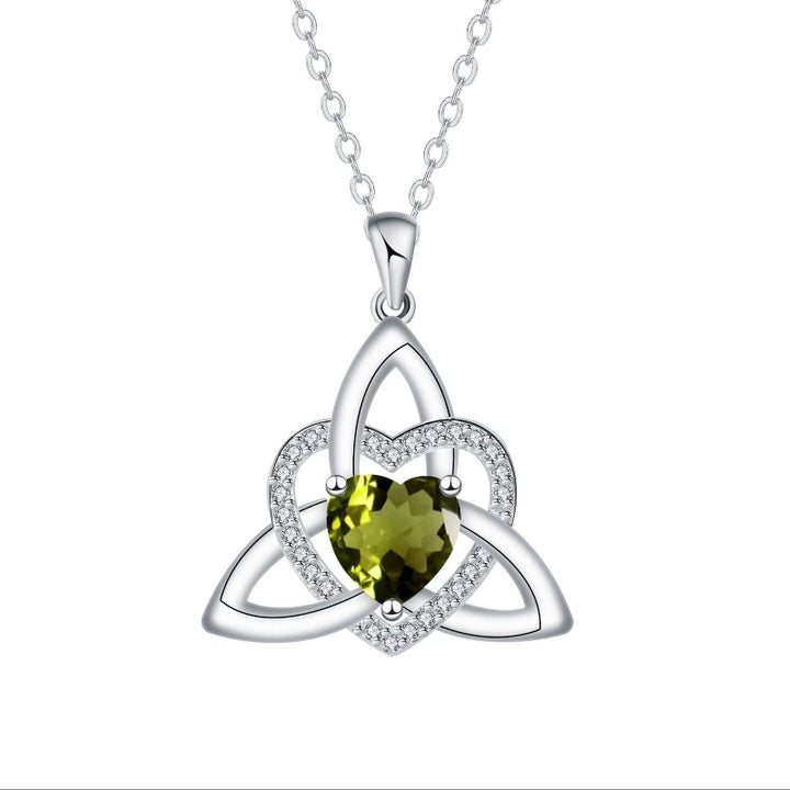 Celtic Trinity Knot Heart Birthstone Necklace, Hypoallergenic Women Sentimental Pendant