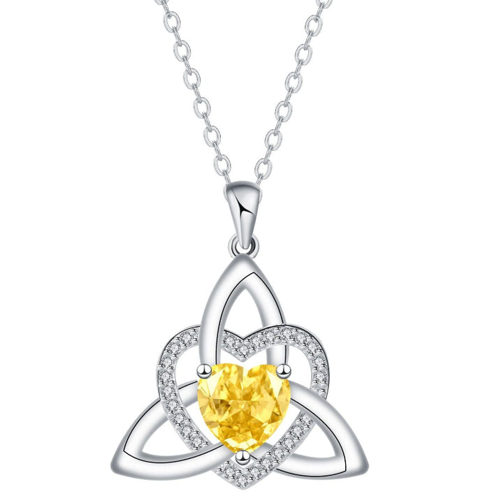 Celtic Trinity Knot Heart Birthstone Necklace, Hypoallergenic Women Sentimental Pendant