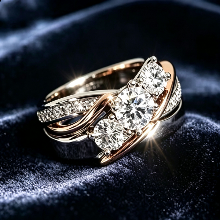 S925 Multi‑Diamond Twisted Band Ring, Versatile, Sophisticated and Chic Style